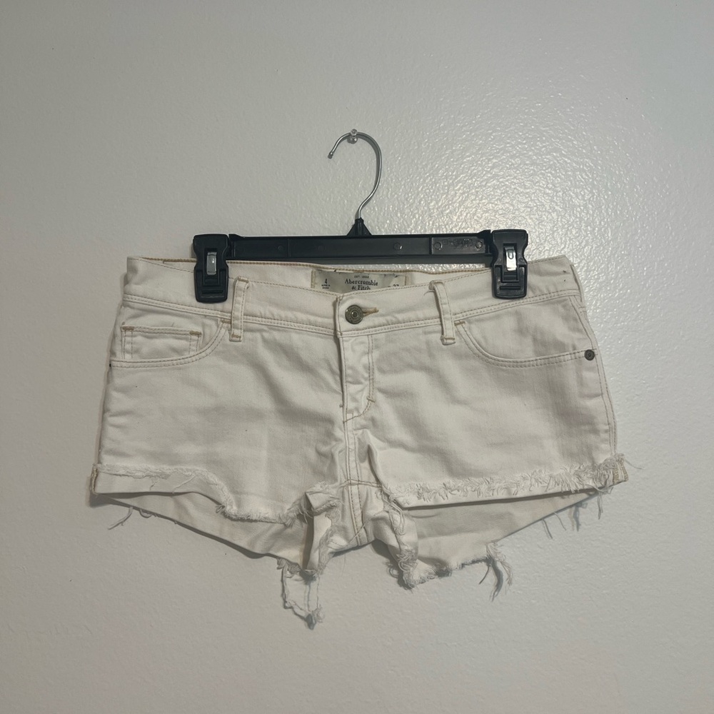 Abercrombie & Fitch Women's White Low Rise Denim Shorts